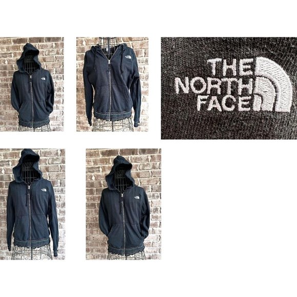 Vintage The North Face Women's Hooded Jacket Large Black Zip Embroidered… - Picture 2 of 12